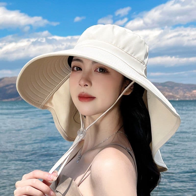 image-Sun Hat Big Brim Cover Face Summer UV Protection Shawl Bucket Hat Sun Protection Hat