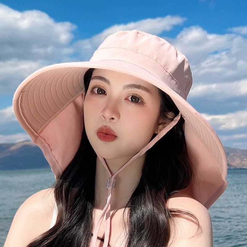 image-Sun Hat Big Brim Cover Face Summer UV Protection Shawl Bucket Hat Sun Protection Hat