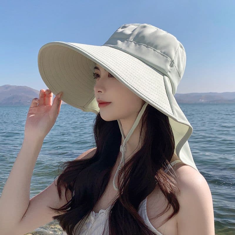 image-Sun Hat Big Brim Cover Face Summer UV Protection Shawl Bucket Hat Sun Protection Hat