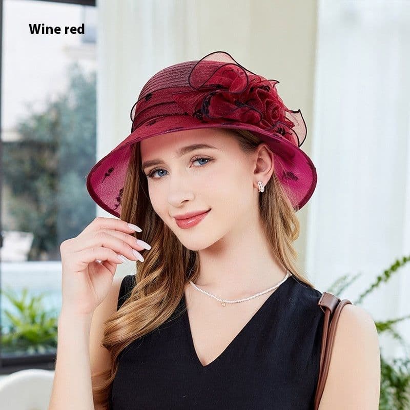 image-Sun Hat Female Organza Bucket Hat Sun Shade UV Protection