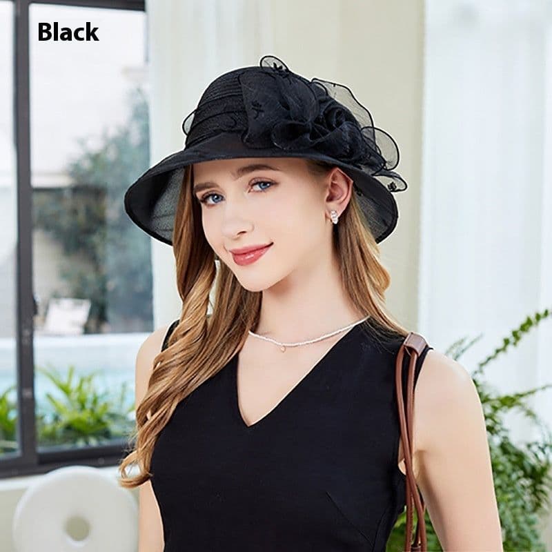 image-Sun Hat Female Organza Bucket Hat Sun Shade UV Protection
