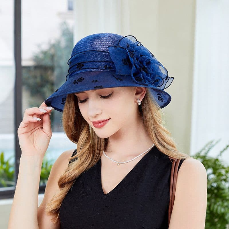 image-Sun Hat Female Organza Bucket Hat Sun Shade UV Protection