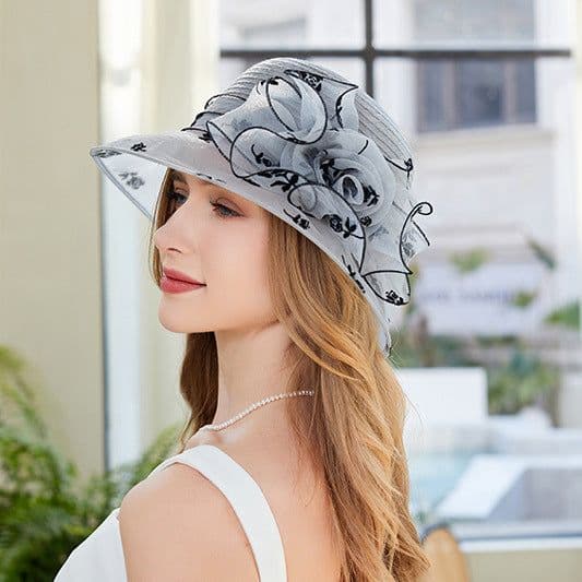 image-Sun Hat Female Organza Bucket Hat Sun Shade UV Protection