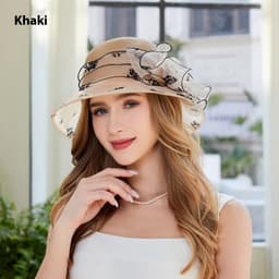image-Sun Hat Female Organza Bucket Hat Sun Shade UV Protection