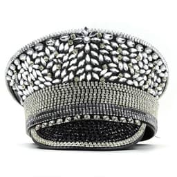 image-Women's Diamond Wedding Hat Silver Sequined Diamonds Photography Hat Peaked Cap Flat-top Hat Performance Cap