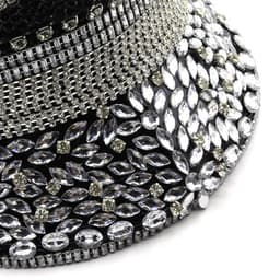 image-Women's Diamond Wedding Hat Silver Sequined Diamonds Photography Hat Peaked Cap Flat-top Hat Performance Cap