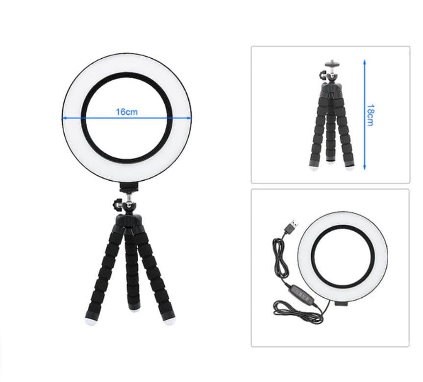 image-Compatible with Apple, Fill Light Bracket LED Ring Light Octopus Tripod 6 Inch Live Light Desktop Shaking Photo