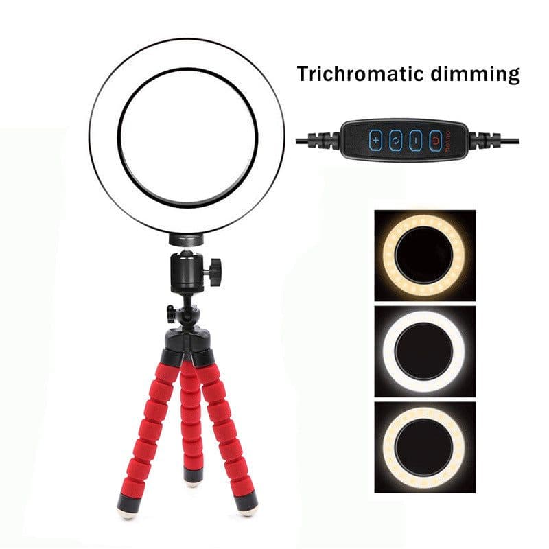 image-Compatible with Apple, Fill Light Bracket LED Ring Light Octopus Tripod 6 Inch Live Light Desktop Shaking Photo