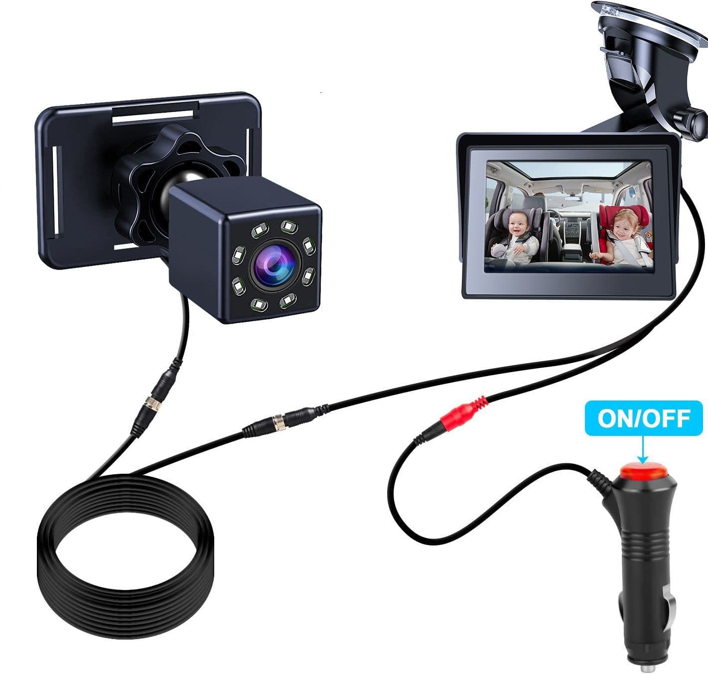 image-Car Infant Baby Infrared Night Vision Rearview Mirror