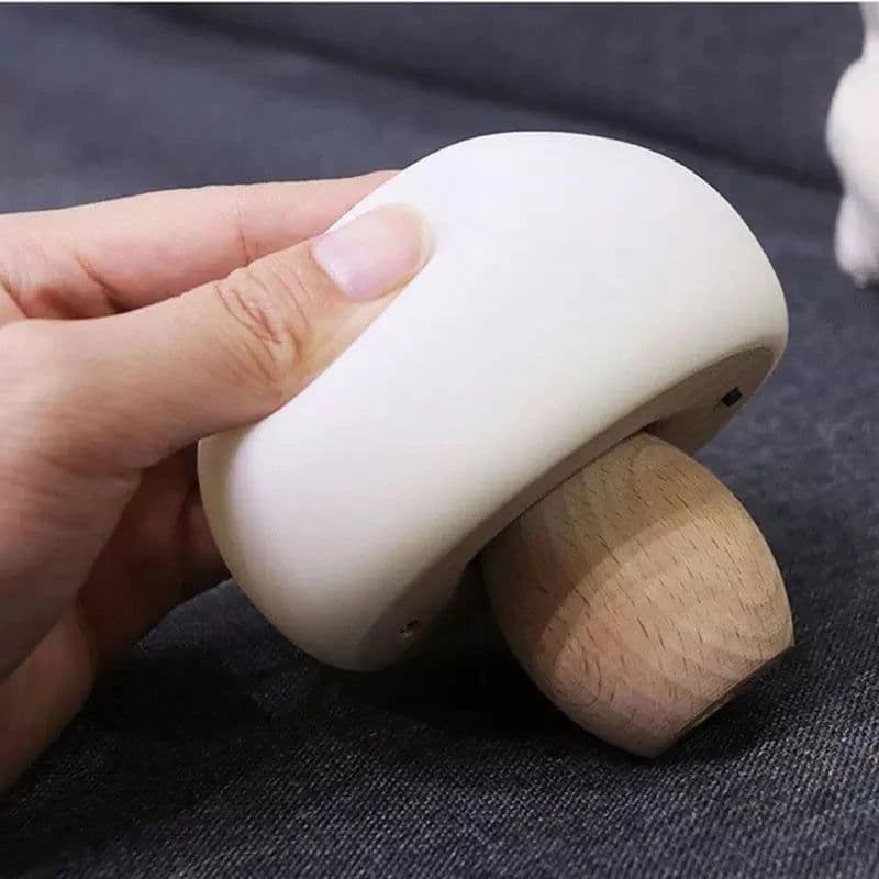 image-Silicone LED Night Lamp Brightness Adjustable Mushroom Pat Switch Wooden Base Timing LED Night Light For Children's Gift