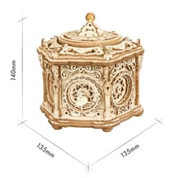 image-Rotatable DIY 3D Starry Night Wooden Model Building Kits Assembly Music Box Toy Gift