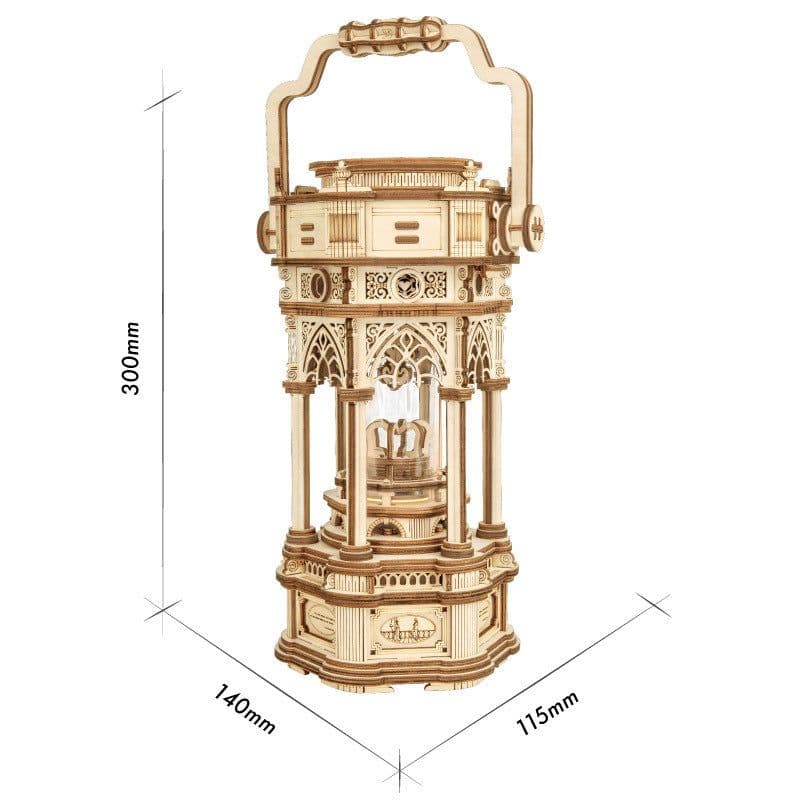 image-Rotatable DIY 3D Starry Night Wooden Model Building Kits Assembly Music Box Toy Gift