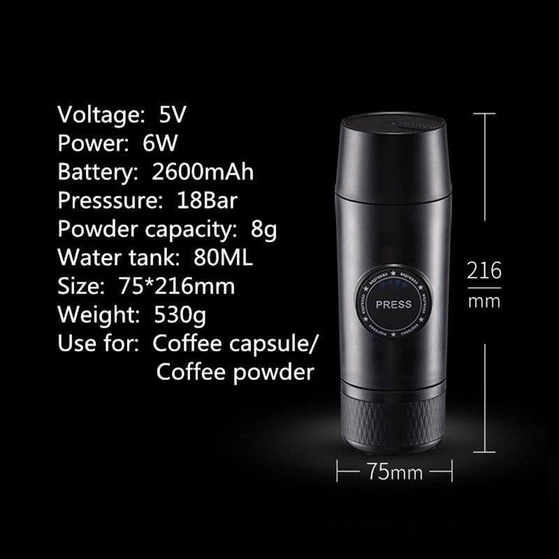 image-Portable Rechargeable Battery Espresso Machine Travel Car Coffee Powder Capsule Dual-Use Electric Mini