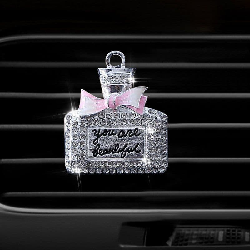 image-Air Outlet Perfume Clip Creative High-end Diamond-studded Perfume Bottle Car Air