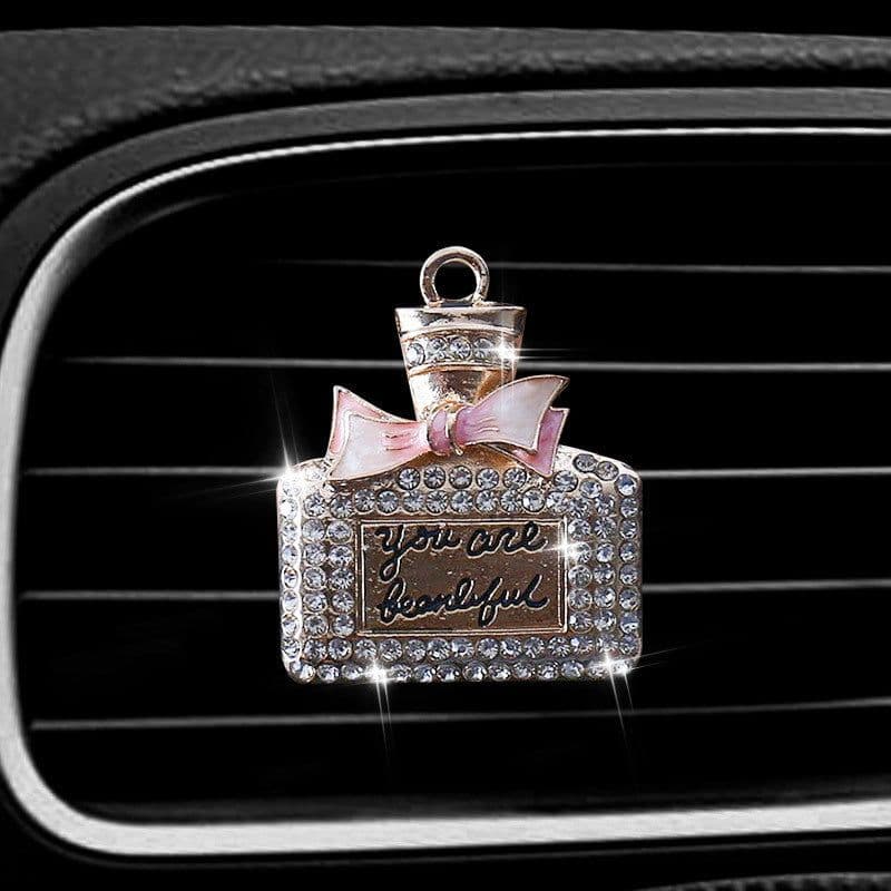 image-Air Outlet Perfume Clip Creative High-end Diamond-studded Perfume Bottle Car Air