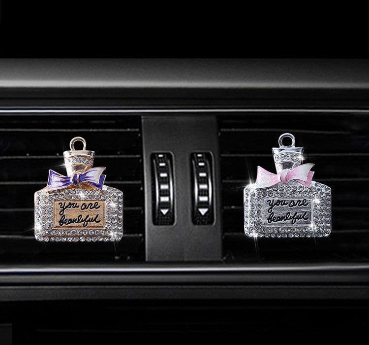 image-Air Outlet Perfume Clip Creative High-end Diamond-studded Perfume Bottle Car Air