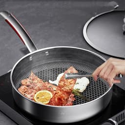 image-Stainless Steel Honeycomb Pan Cooking Skillet Steak Pan Saucepan