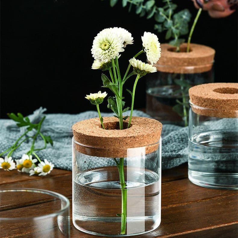 image-Creative Green Plant Decorative Glass Hydroponic Vase