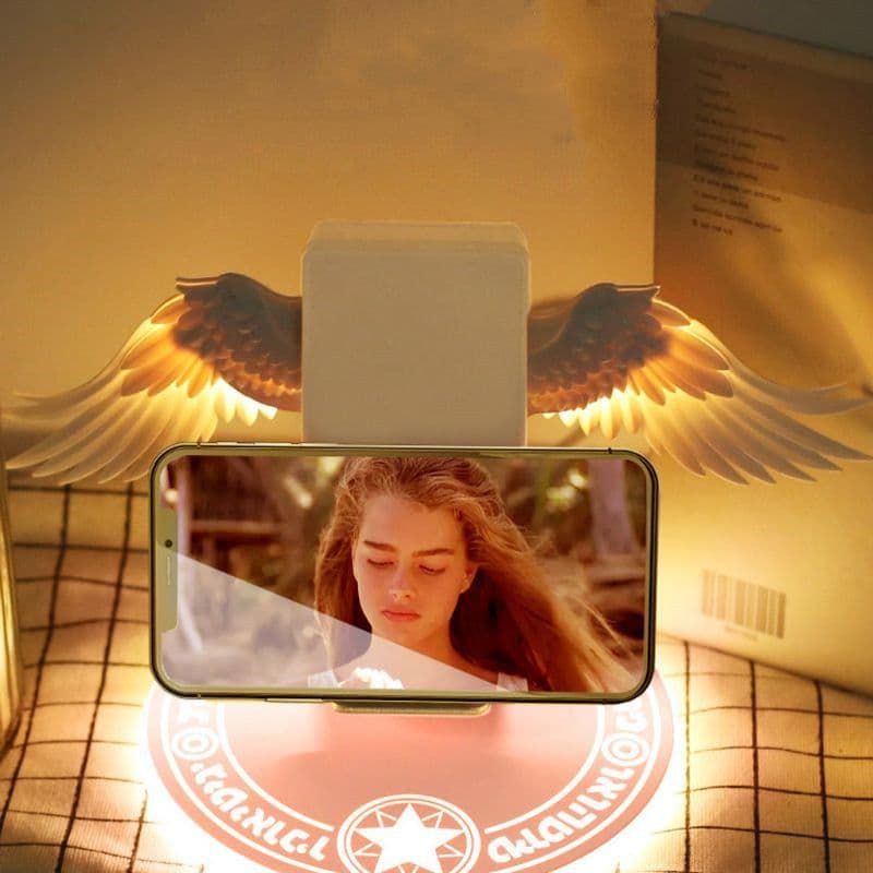 image-Universal Colorful LED Angel Wings Qi Wireless Charger Charge Dock For Mobile Phone Fast Charger
