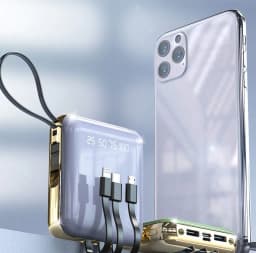 image-Sharing Comes With A Four-Wire Mini Power Bank 20000 mAh New Fast Charge Digital Display Mobile Power Gift Customization