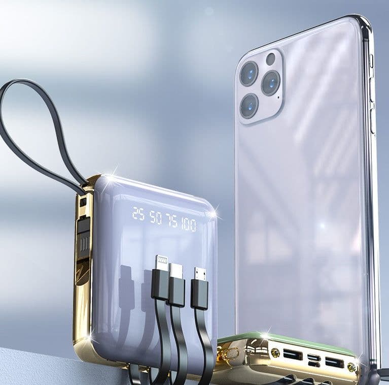 image-Sharing Comes With A Four-Wire Mini Power Bank 20000 mAh New Fast Charge Digital Display Mobile Power Gift Customization