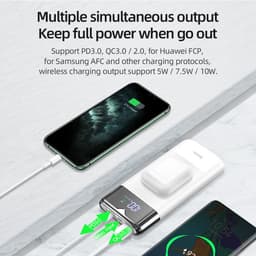 image-Power Bank 10000mAh Wireless Charger Power Bank PD QC3.0 18W Fast Charging USB Power Bank External Battery