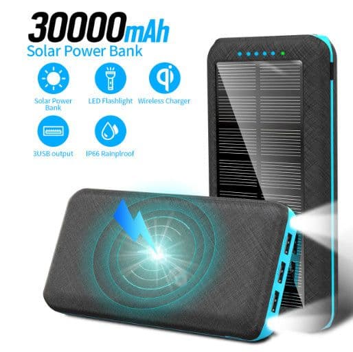 image-Compatible with Apple, Chargeur solaire sans fil Qi 80000mAh, pour Xiaomi, Samsung, Iphone, Portable, 3usb, pour voyage en plein air