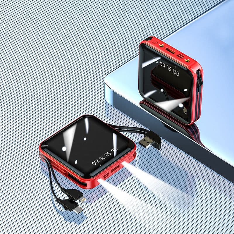 image-Mini Electroplating Mirror Power Bank With Cable
