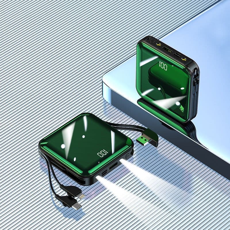 image-Mini Electroplating Mirror Power Bank With Cable