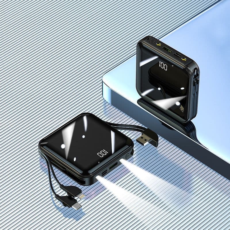 image-Mini Electroplating Mirror Power Bank With Cable