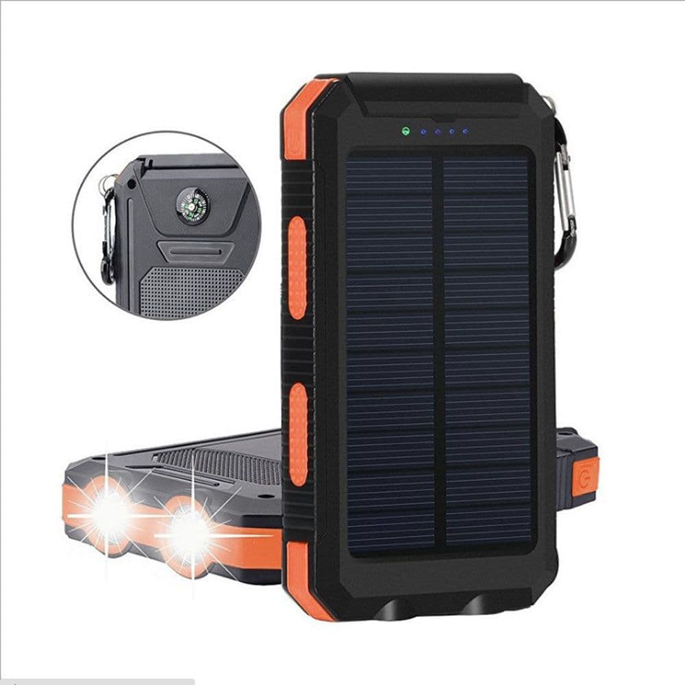 image-Solar Power Bank Compass 20000mAh Outdoor Mobile Phone Dual Headlights