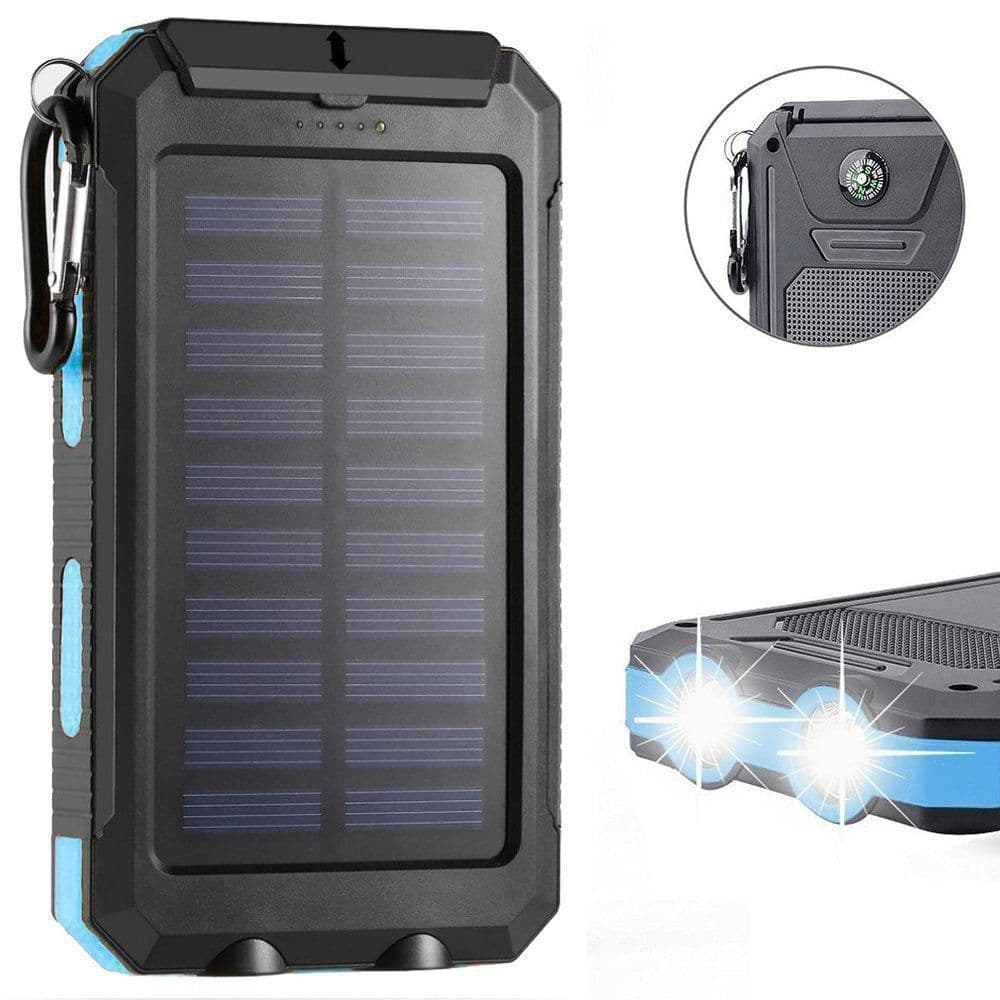 image-Solar Power Bank Compass 20000mAh Outdoor Mobile Phone Dual Headlights