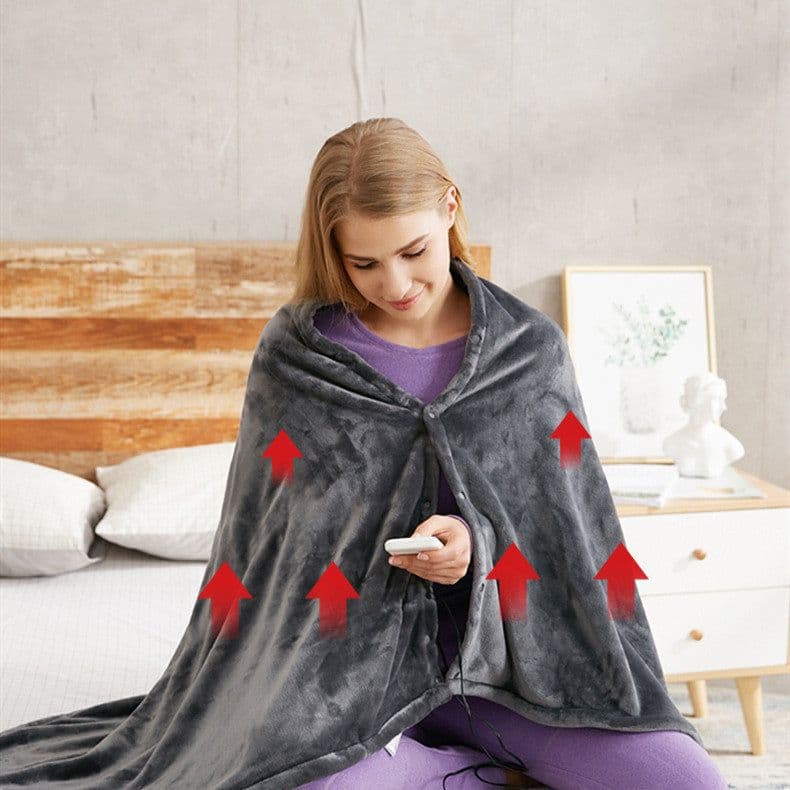 image-Winter Flannel Heated Blanket Cold Protection Body Warmer Usb Heated Warm Shawl Electric Heated Plush Blanket