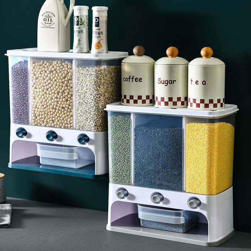 image-Food Storage Box Plastic Clear Container Wall-mounted Grain Storage Box for Whole Grains Kitchen Storage Container