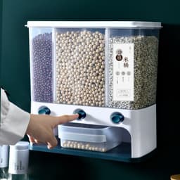 image-Food Storage Box Plastic Clear Container Wall-mounted Grain Storage Box for Whole Grains Kitchen Storage Container