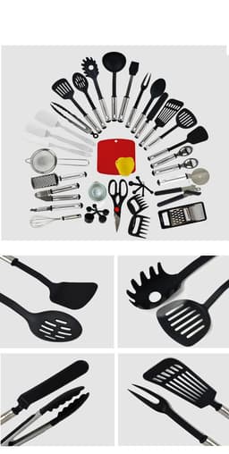 image-Non-Stick Spatula And Spoon Nylon Kitchen Utensils 44-Piece Cooking Spatula And Spoon Kitchen Utensils