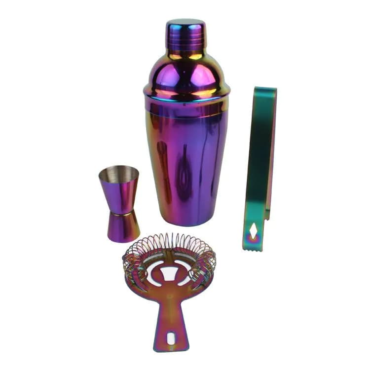 image-8-Piece Stainless Steel Cocktail Shaker Set, Electroplating Colorful Shaker