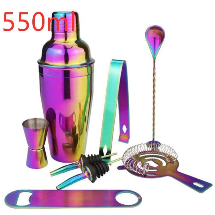 image-8-Piece Stainless Steel Cocktail Shaker Set, Electroplating Colorful Shaker