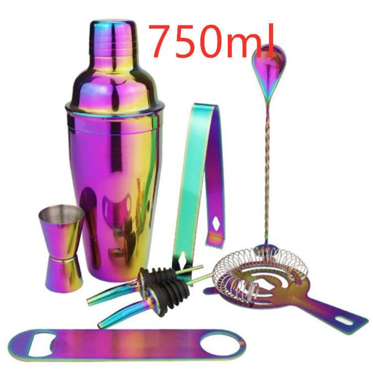 image-8-Piece Stainless Steel Cocktail Shaker Set, Electroplating Colorful Shaker