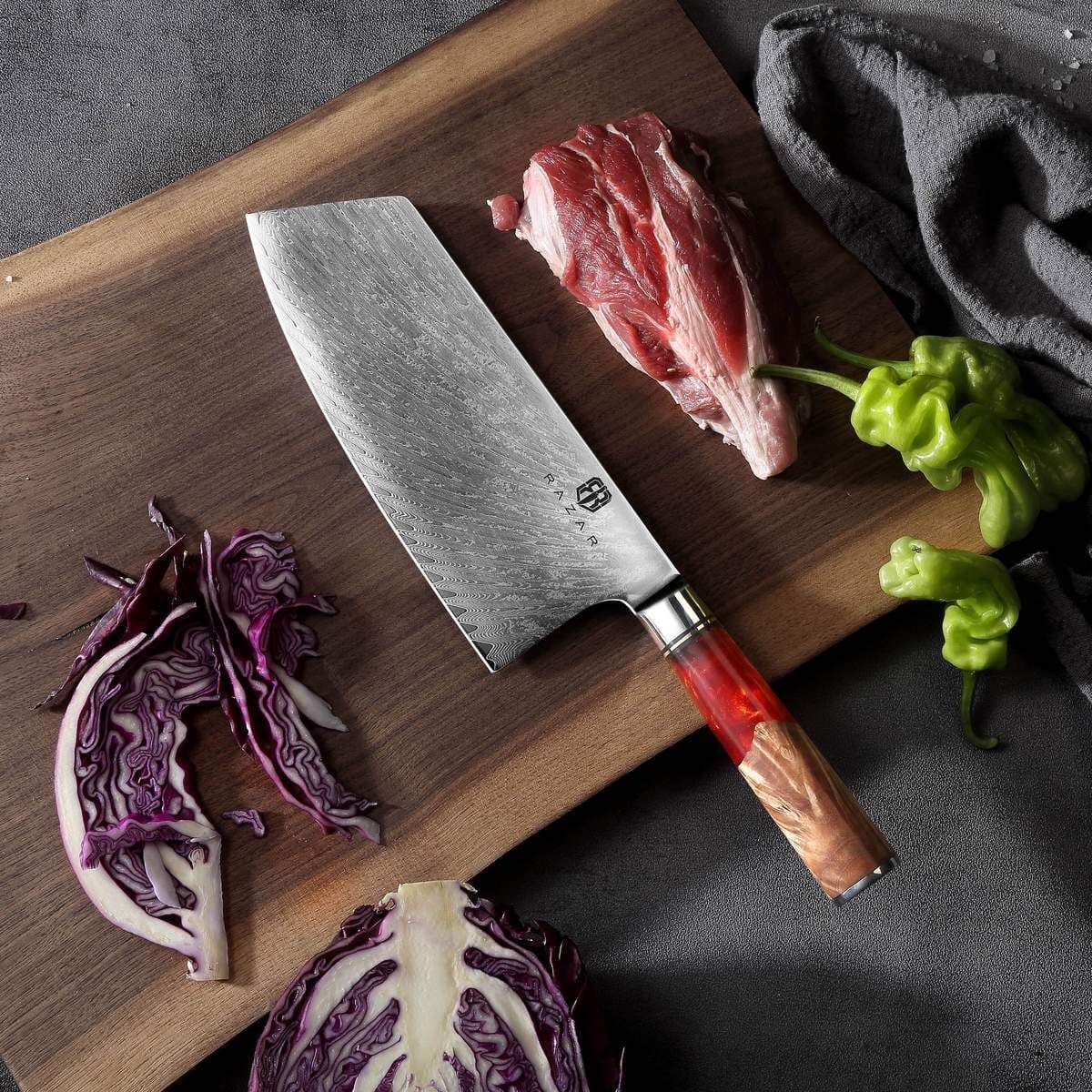 image-Damascus Chef's Knife Western Kitchen Knife Slicing Knife Chopping Knife