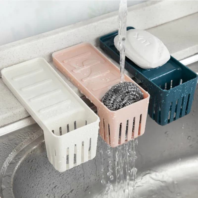image-Sink Suction Cup Rack Cleaning Brush Rack Drain Kitchen Non-Perforated Sponge Spoon Soap Storage Rack