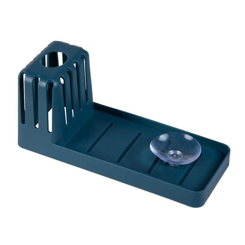 image-Sink Suction Cup Rack Cleaning Brush Rack Drain Kitchen Non-Perforated Sponge Spoon Soap Storage Rack