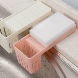 image-Sink Suction Cup Rack Cleaning Brush Rack Drain Kitchen Non-Perforated Sponge Spoon Soap Storage Rack