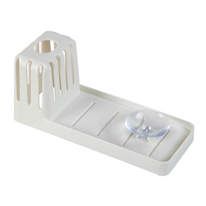 image-Sink Suction Cup Rack Cleaning Brush Rack Drain Kitchen Non-Perforated Sponge Spoon Soap Storage Rack