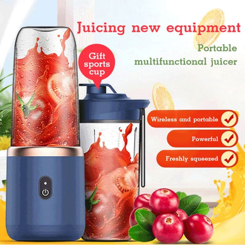 image-6blade Portable Blender Mini Juicer Cup Extractor Smoothie USB Charging Fruit Squeezer Blender Food Mixer Ice Crusher Portable Juicer Machine
