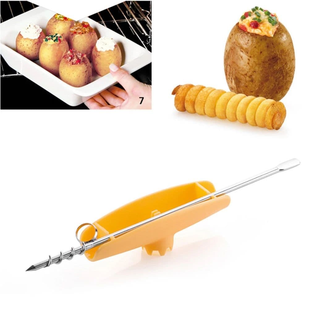 image-Potato Tower Chip Slicer Spiral Machine Spiral Slicer Tornado Twister Manual Cutter Tool Easy To Clean Kitchen Gadgets