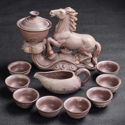 image-Kiln Stone Mill Lazy Anti-scalding Semi-gilt Silver Tea Set