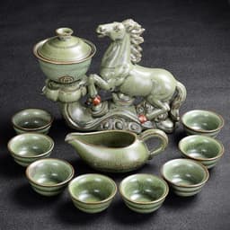 image-Kiln Stone Mill Lazy Anti-scalding Semi-gilt Silver Tea Set