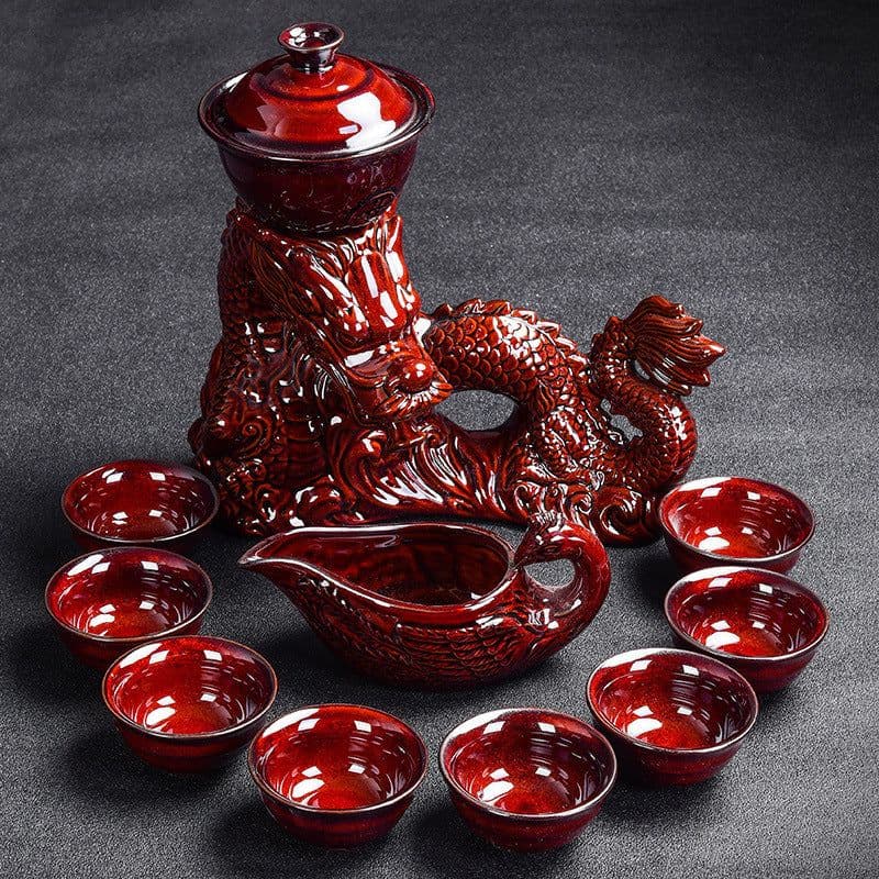 image-Kiln Stone Mill Lazy Anti-scalding Semi-gilt Silver Tea Set