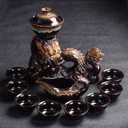 image-Kiln Stone Mill Lazy Anti-scalding Semi-gilt Silver Tea Set